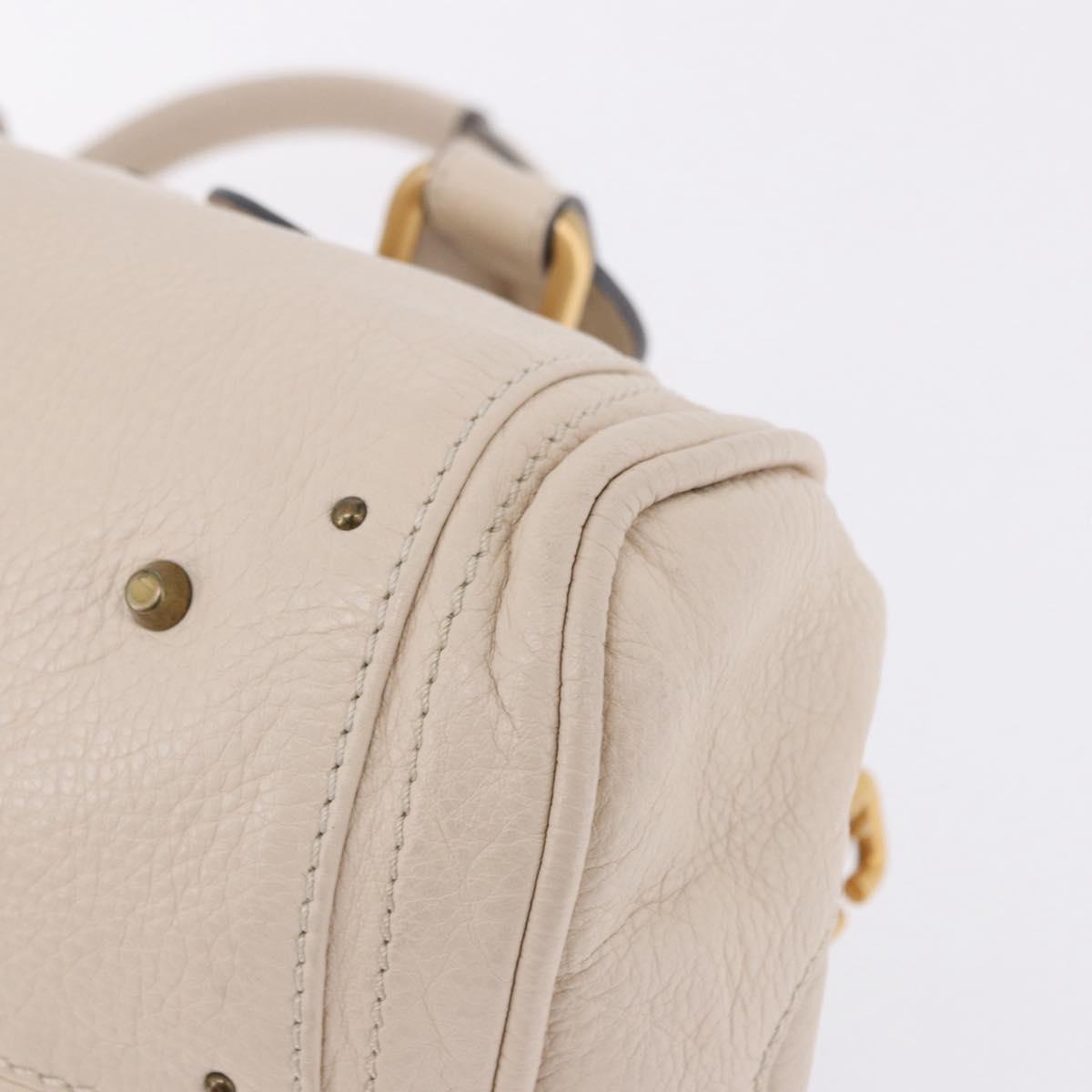 Chloe Paddington Hand Bag Leather Beige Gold Silver Auth ki6776M