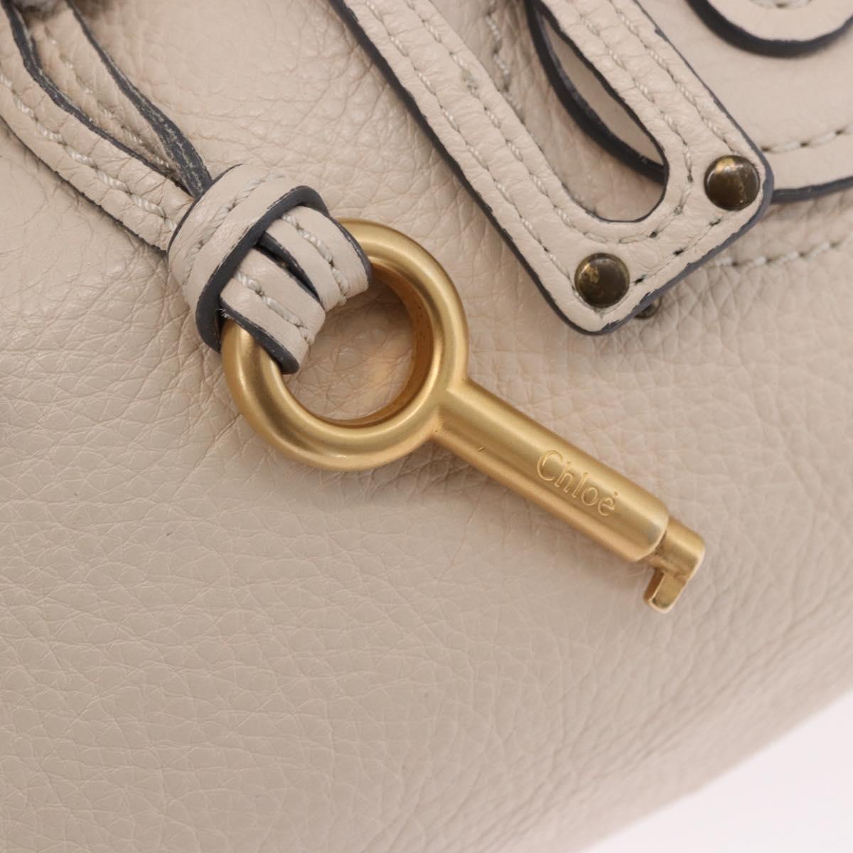 Chloe Paddington Hand Bag Leather Beige Gold Silver Auth ki6776M