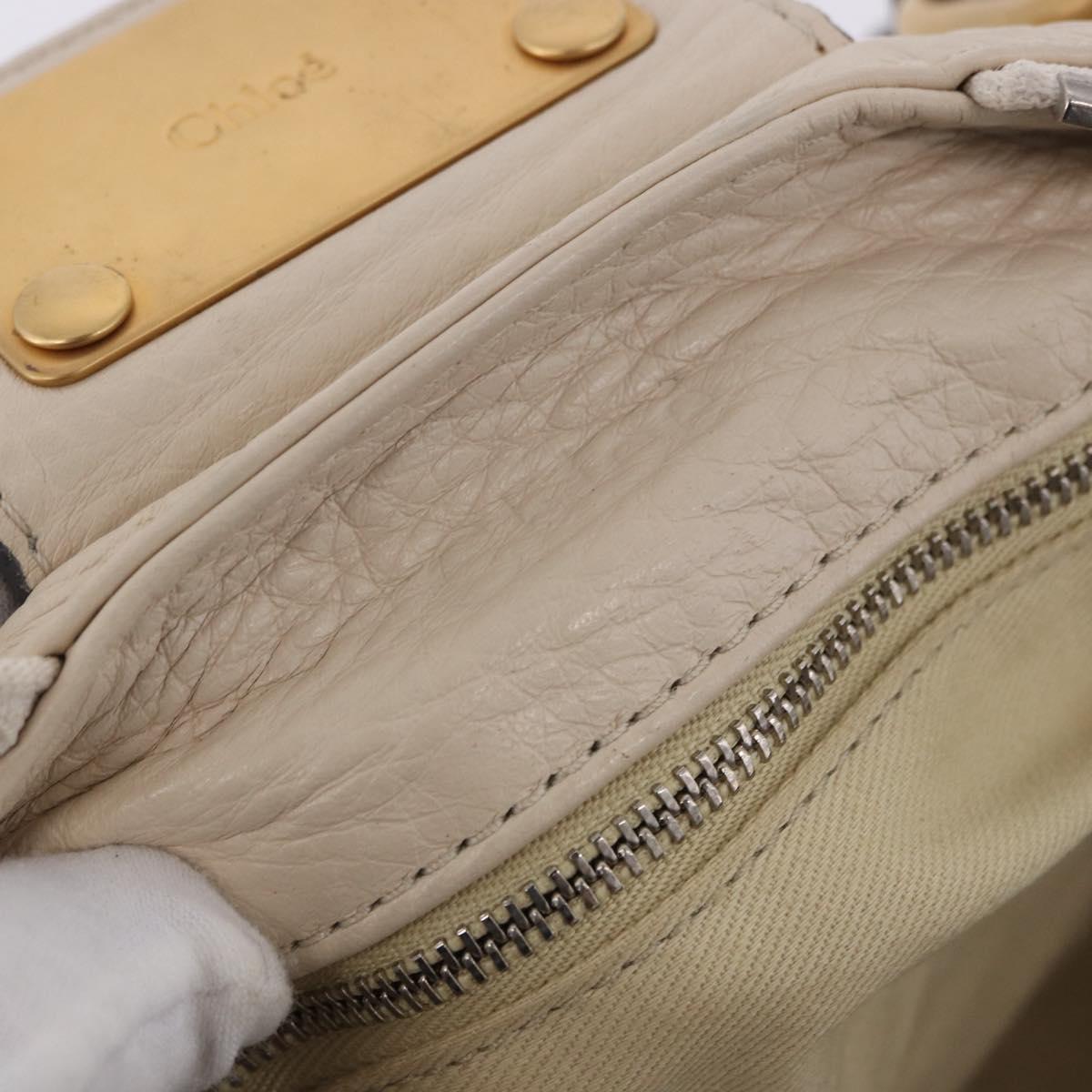 Chloe Paddington Hand Bag Leather Beige Gold Silver Auth ki6776M