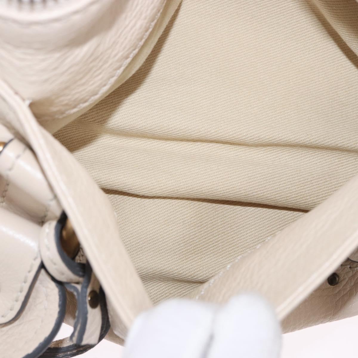 Chloe Paddington Hand Bag Leather Beige Gold Silver Auth ki6776M