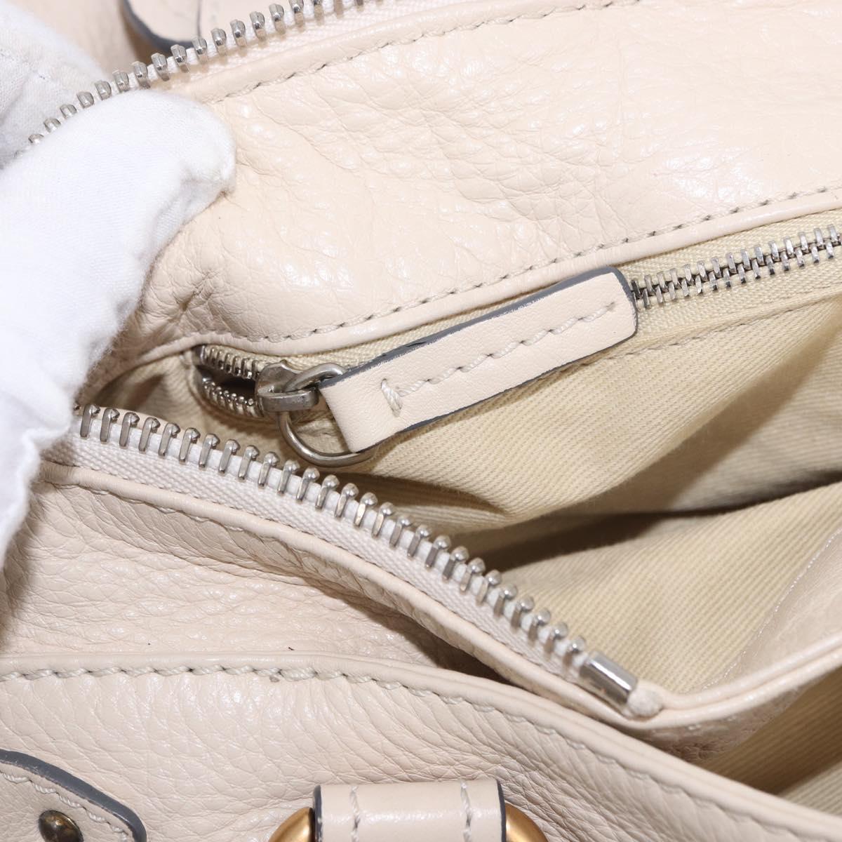 Chloe Paddington Hand Bag Leather Beige Gold Silver Auth ki6776M