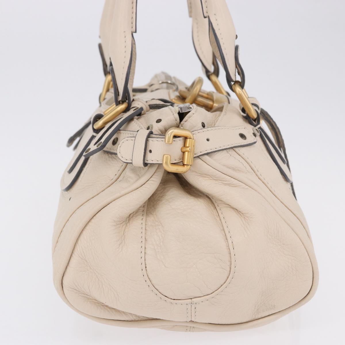 Chloe Paddington Hand Bag Leather Beige Gold Silver Auth ki6776M