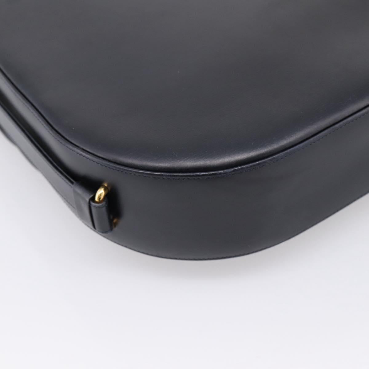 CARTIER Sapphire Line Shoulder Bag Leather Black Gold Auth ki6781A