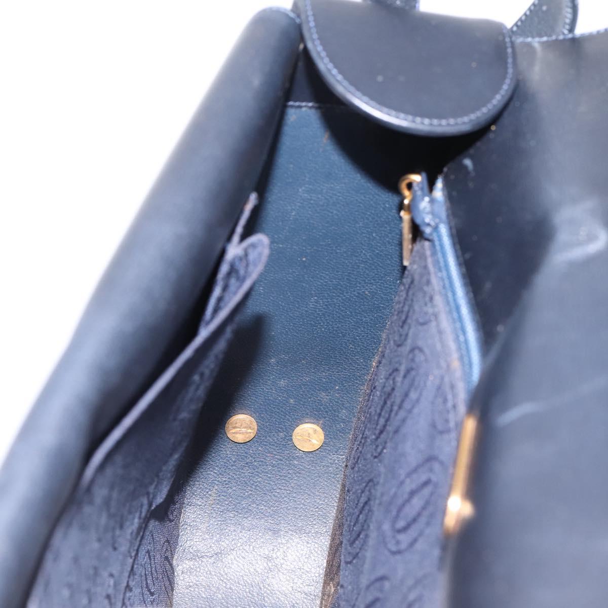 CARTIER Sapphire Line Shoulder Bag Leather Black Gold Auth ki6781A