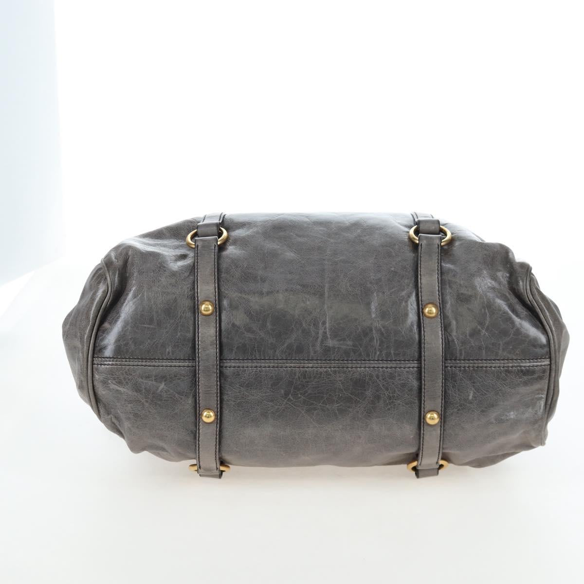 Miu Miu Hand Bag Leather 2way Gray Gold Auth ki6785M