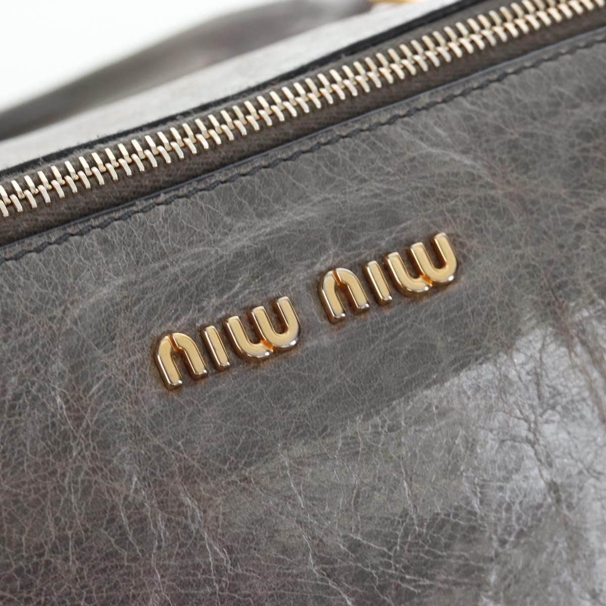Miu Miu Hand Bag Leather 2way Gray Gold Auth ki6785M