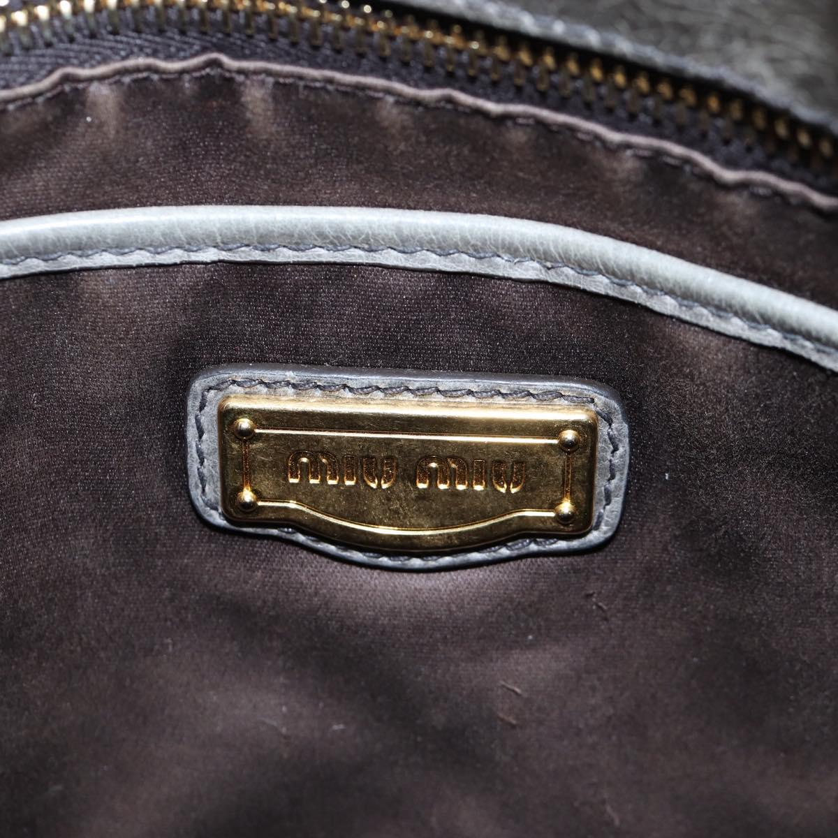 Miu Miu Hand Bag Leather 2way Gray Gold Auth ki6785M
