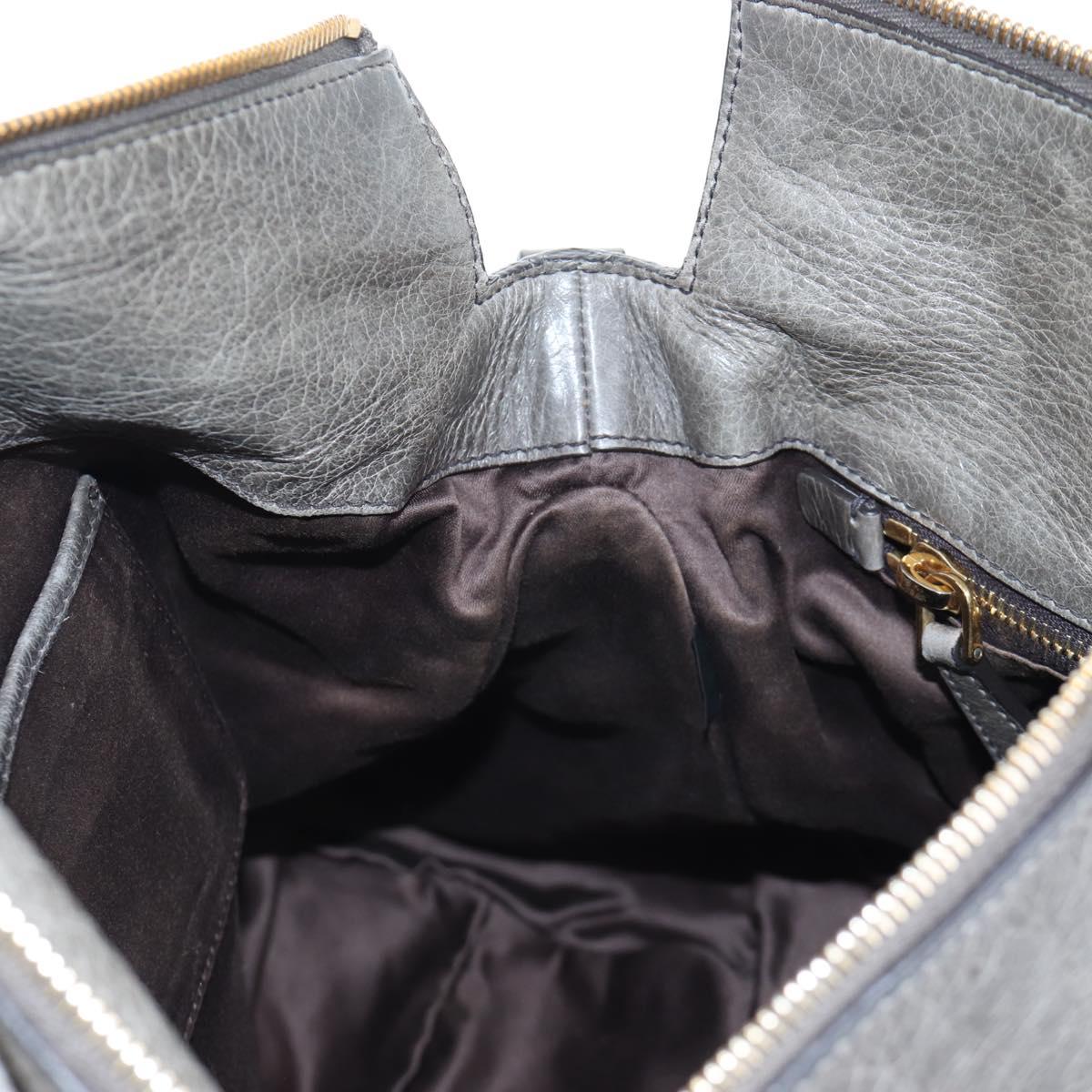 Miu Miu Hand Bag Leather 2way Gray Gold Auth ki6785M