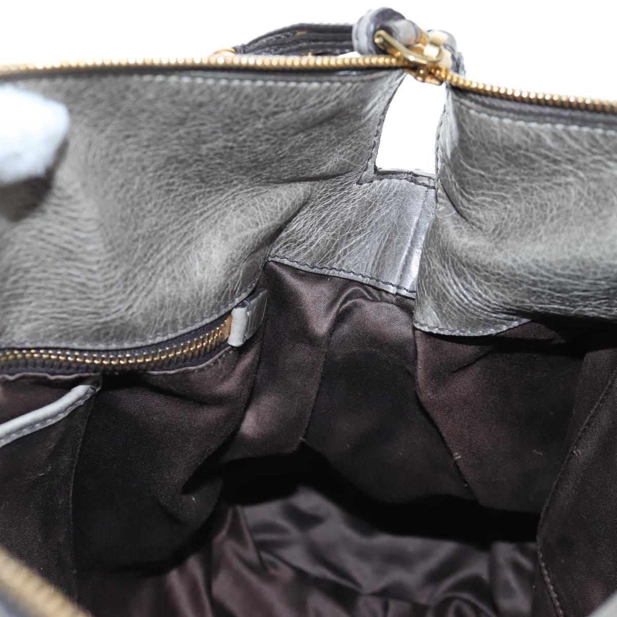 Miu Miu Hand Bag Leather 2way Gray Gold Auth ki6785M