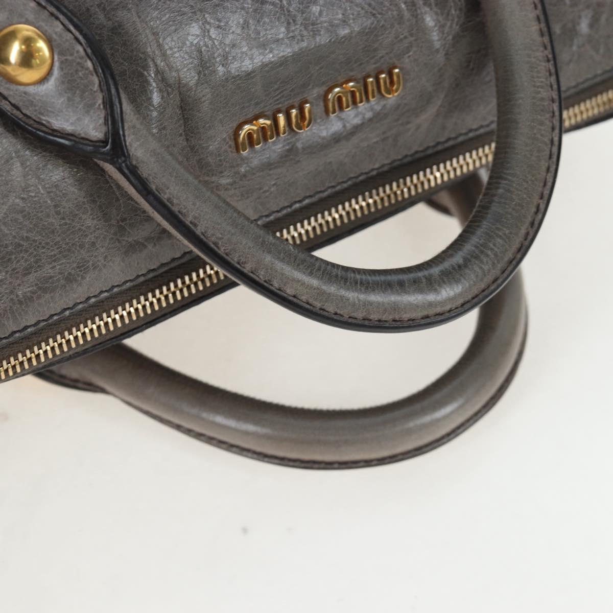 Miu Miu Hand Bag Leather 2way Gray Gold Auth ki6785M