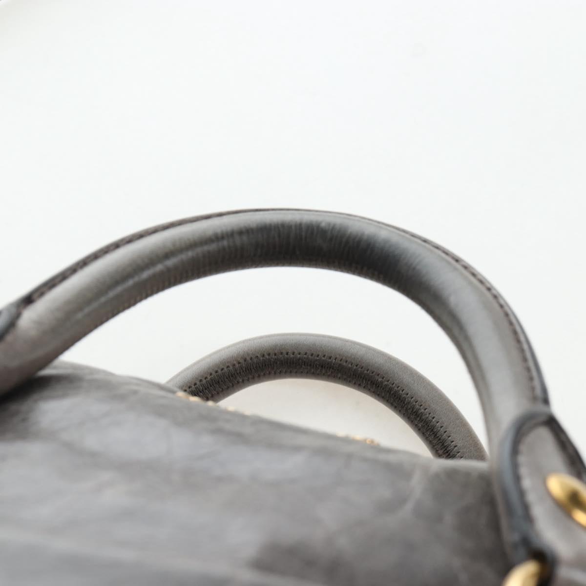 Miu Miu Hand Bag Leather 2way Gray Gold Auth ki6785M