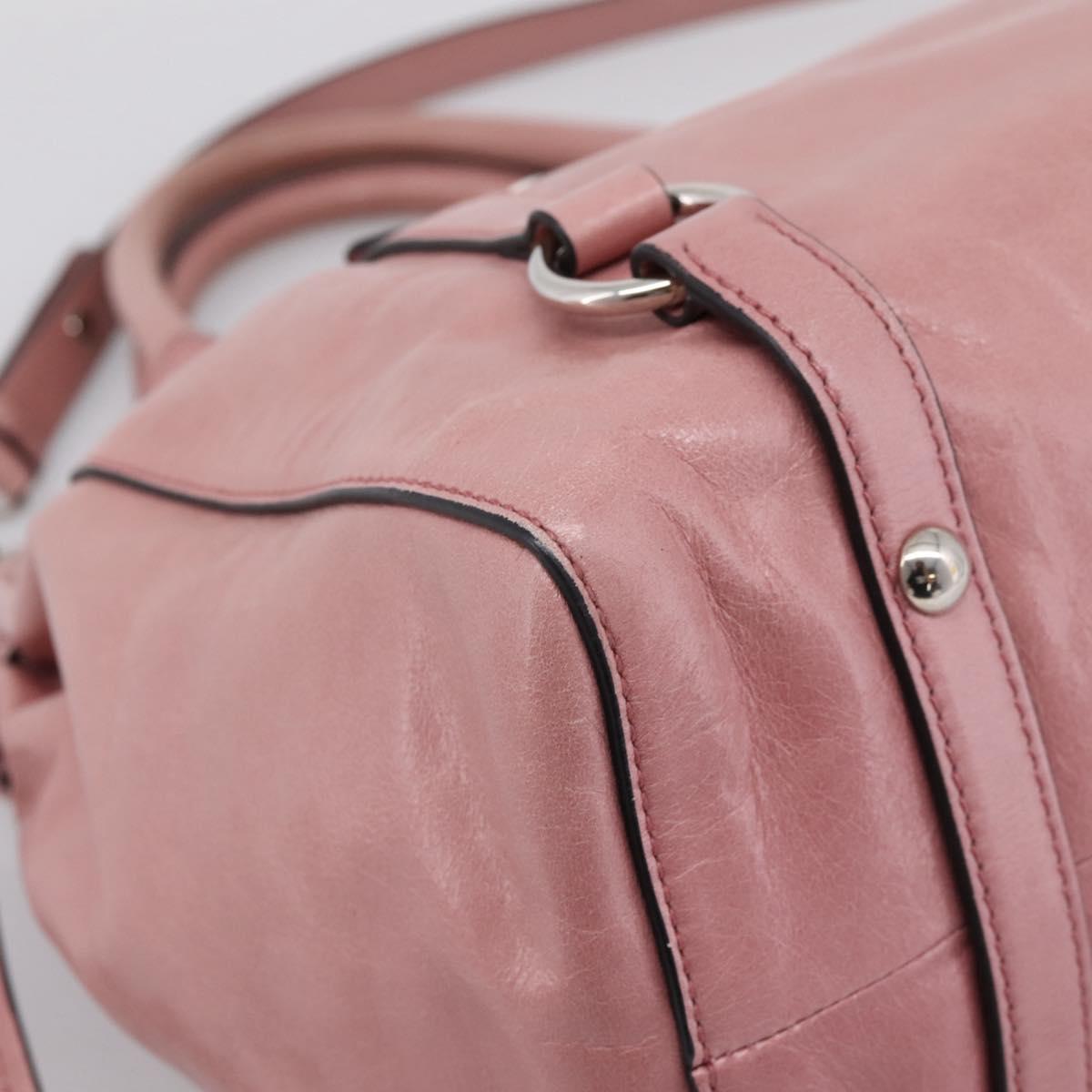 Miu Miu Hand Bag Leather 2way Pink Silver Auth ki6786M