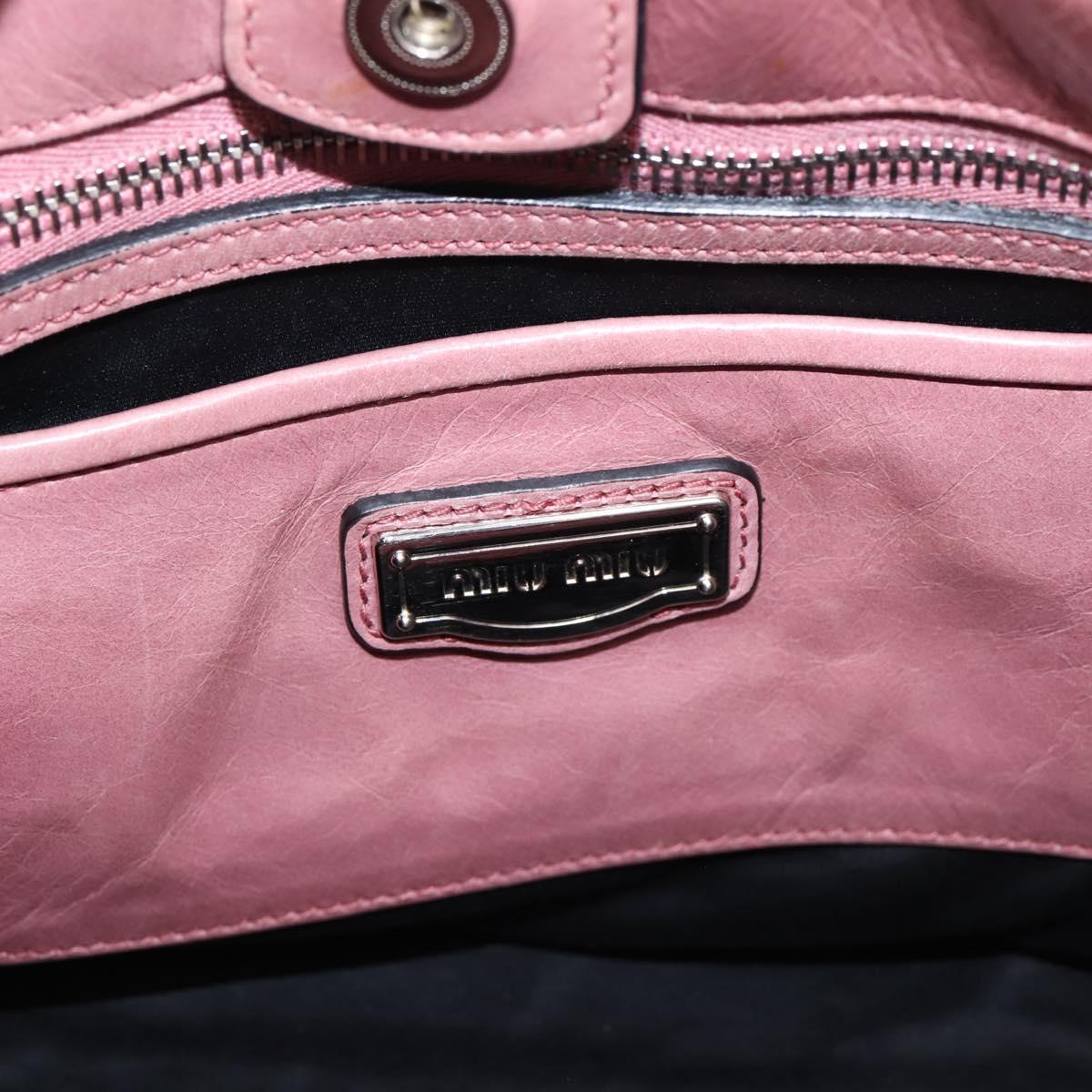 Miu Miu Hand Bag Leather 2way Pink Silver Auth ki6786M