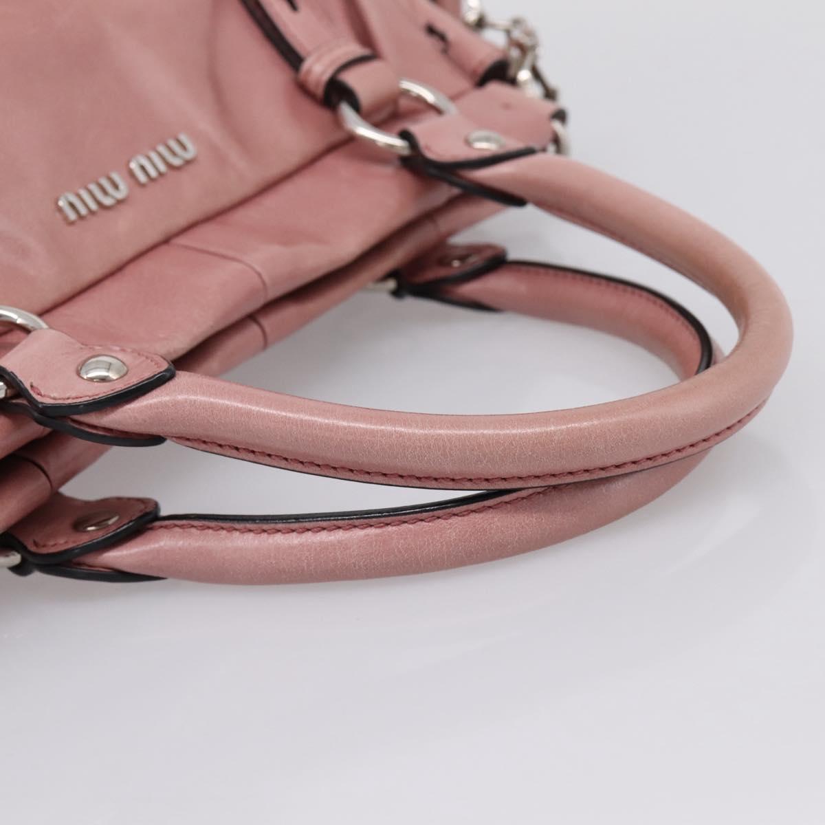 Miu Miu Hand Bag Leather 2way Pink Silver Auth ki6786M