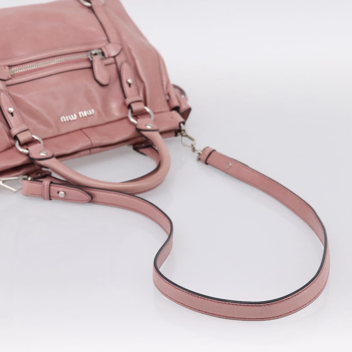 Miu Miu Hand Bag Leather 2way Pink Silver Auth ki6786M