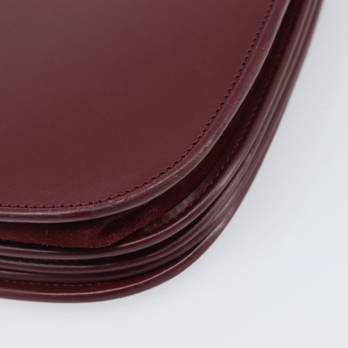 CARTIER Must Line Shoulder Bag Leather Bordeaux Gold Auth ki6787A