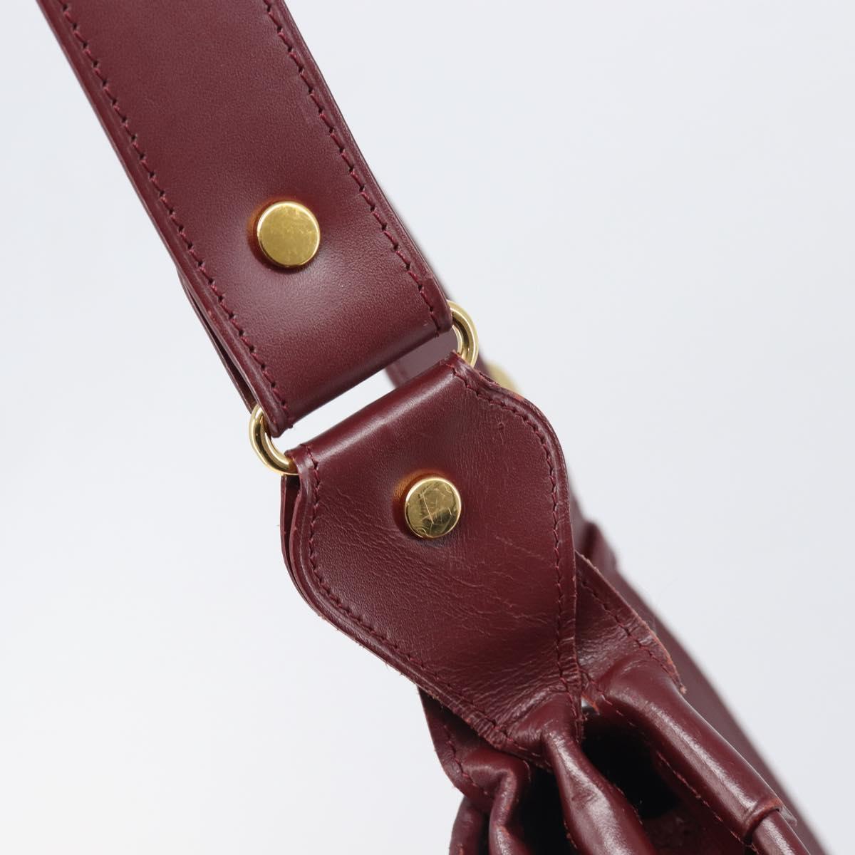 CARTIER Must Line Shoulder Bag Leather Bordeaux Gold Auth ki6787A