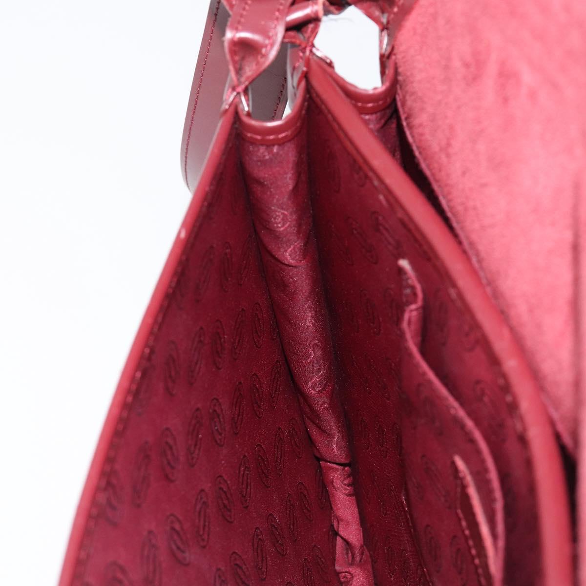 CARTIER Must Line Shoulder Bag Leather Bordeaux Gold Auth ki6787A