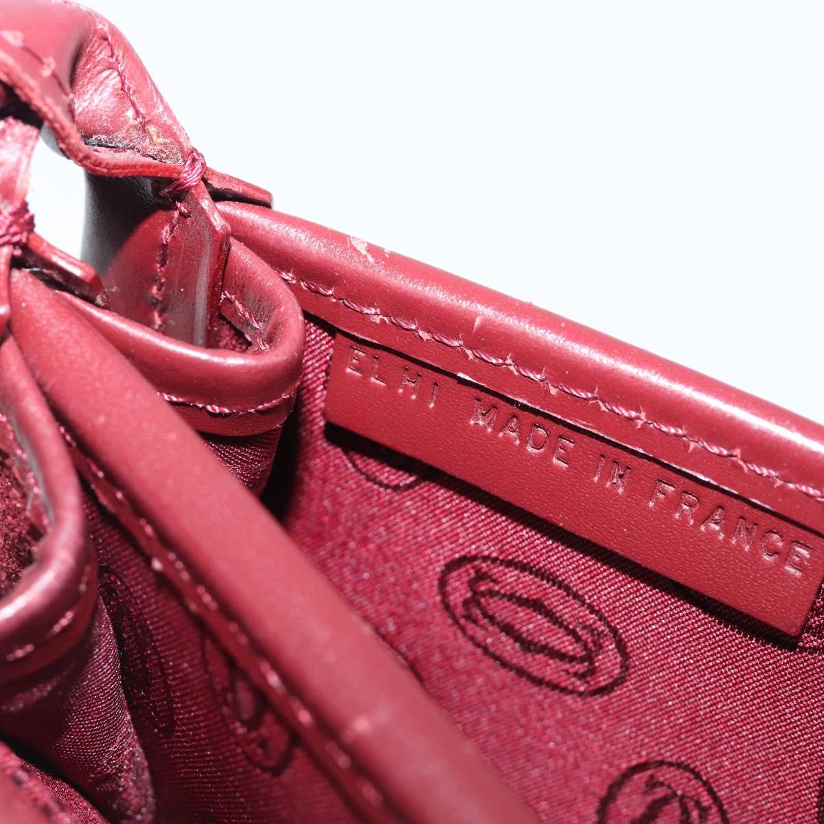 CARTIER Must Line Shoulder Bag Leather Bordeaux Gold Auth ki6787A