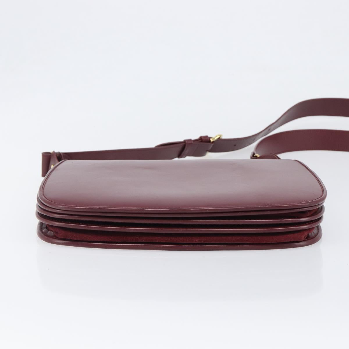 CARTIER Must Line Shoulder Bag Leather Bordeaux Gold Auth ki6787A