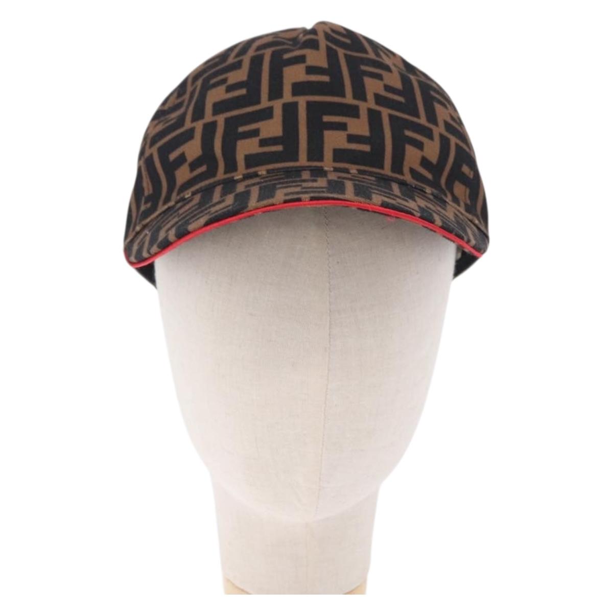 FENDI Zucca Canvas Cap Brown Black Auth ki6793M