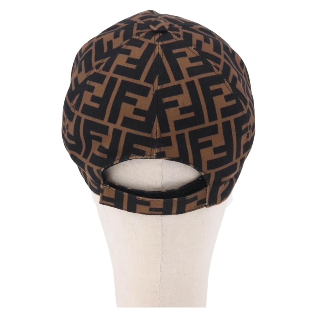 FENDI Zucca Canvas Cap Brown Black Auth ki6793M