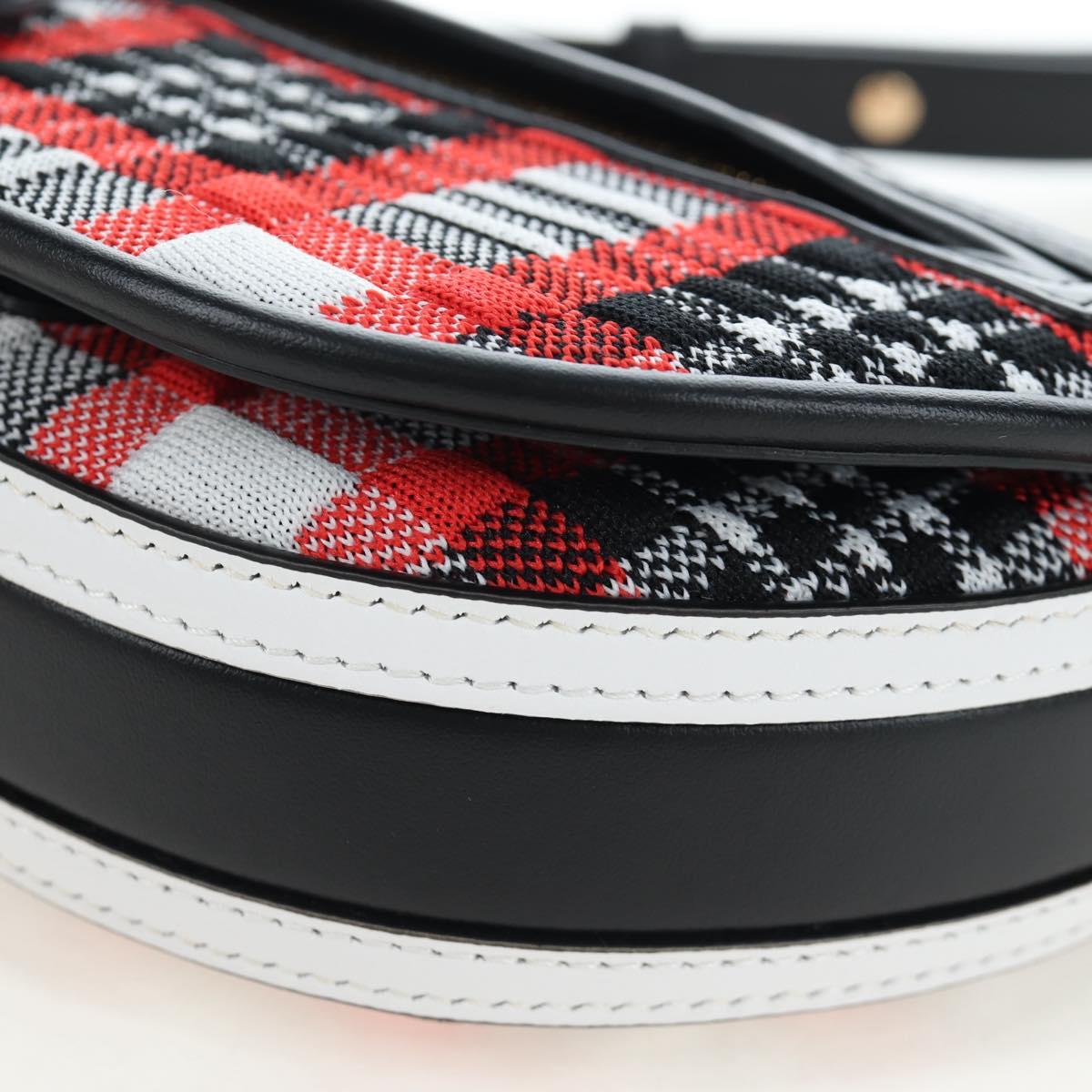 BURBERRY Nova Check Shoulder Bag Canvas Red Gold Auth ki6799M