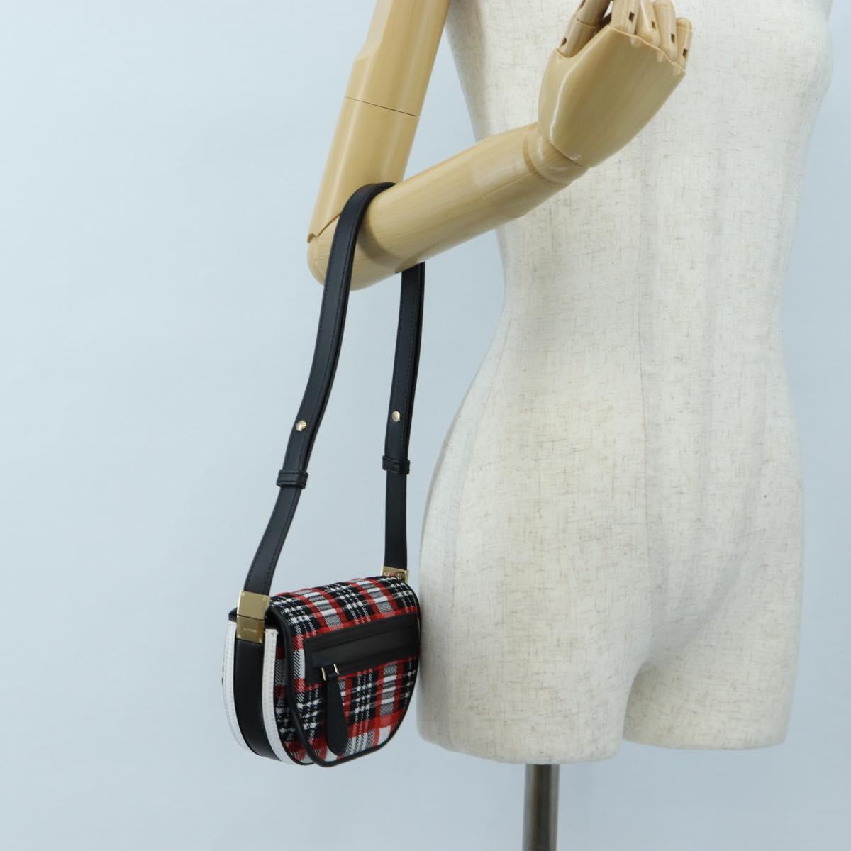 BURBERRY Nova Check Shoulder Bag Canvas Red Gold Auth ki6799M
