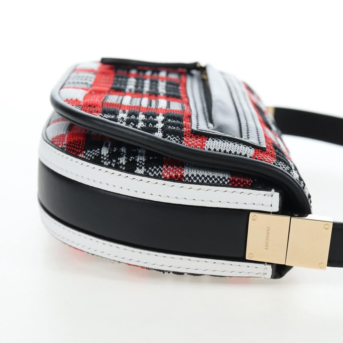 BURBERRY Nova Check Shoulder Bag Canvas Red Gold Auth ki6799M
