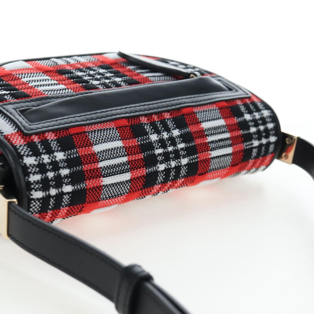 BURBERRY Nova Check Shoulder Bag Canvas Red Gold Auth ki6799M
