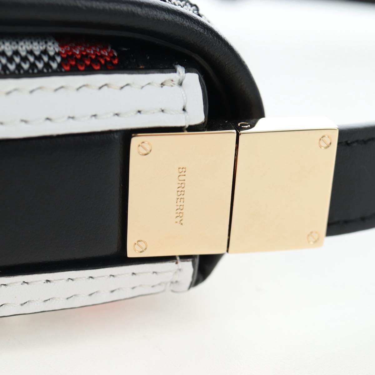 BURBERRY Nova Check Shoulder Bag Canvas Red Gold Auth ki6799M