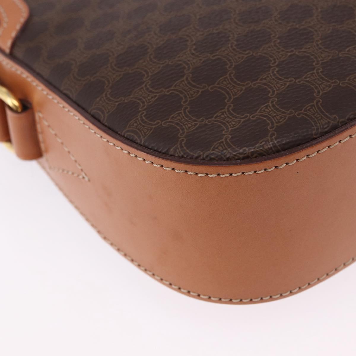 CELINE Macadam Canvas Shoulder Bag PVC Leather Brown Gold Auth ki6803V