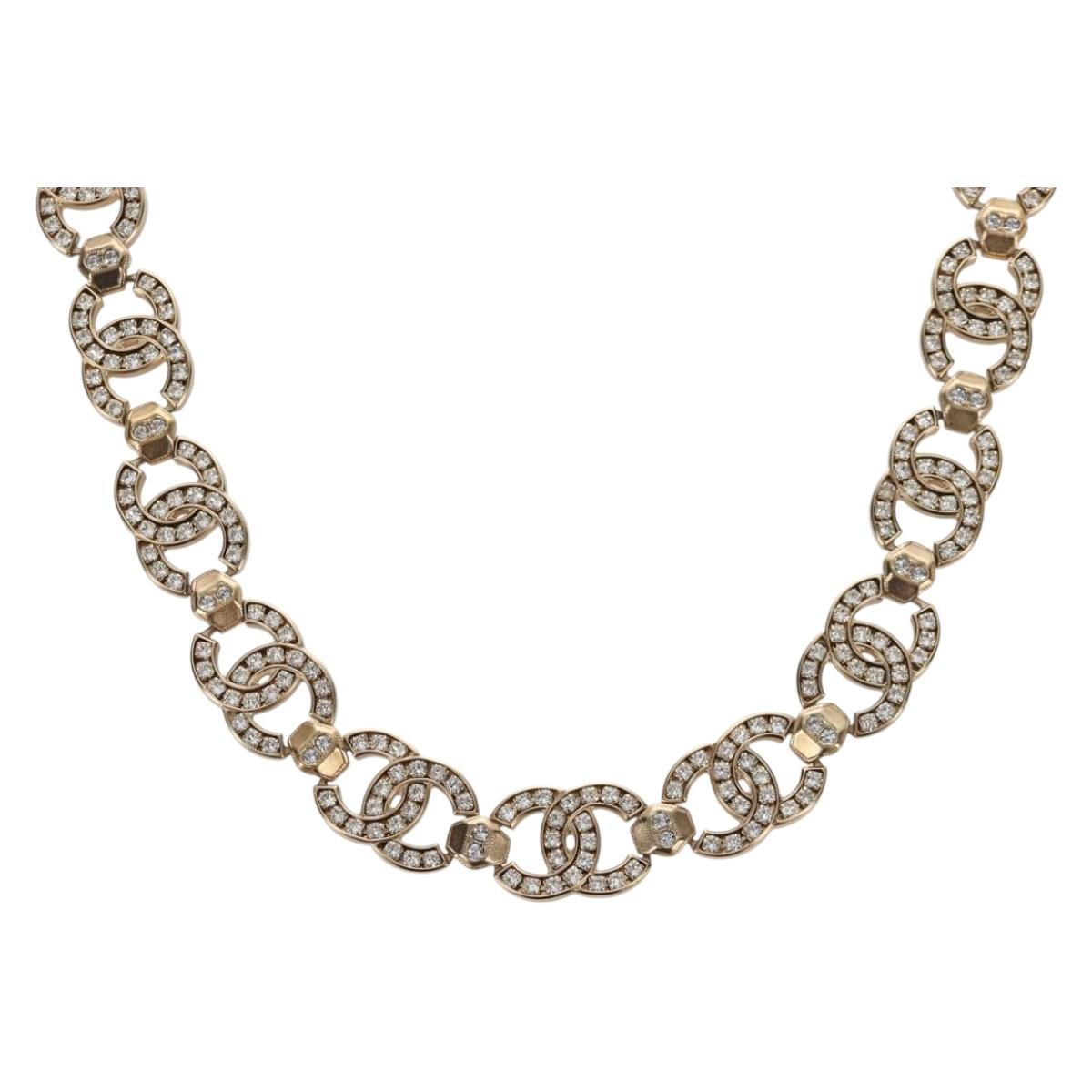 CHANEL Necklace metal Gold CC Auth ki6807M