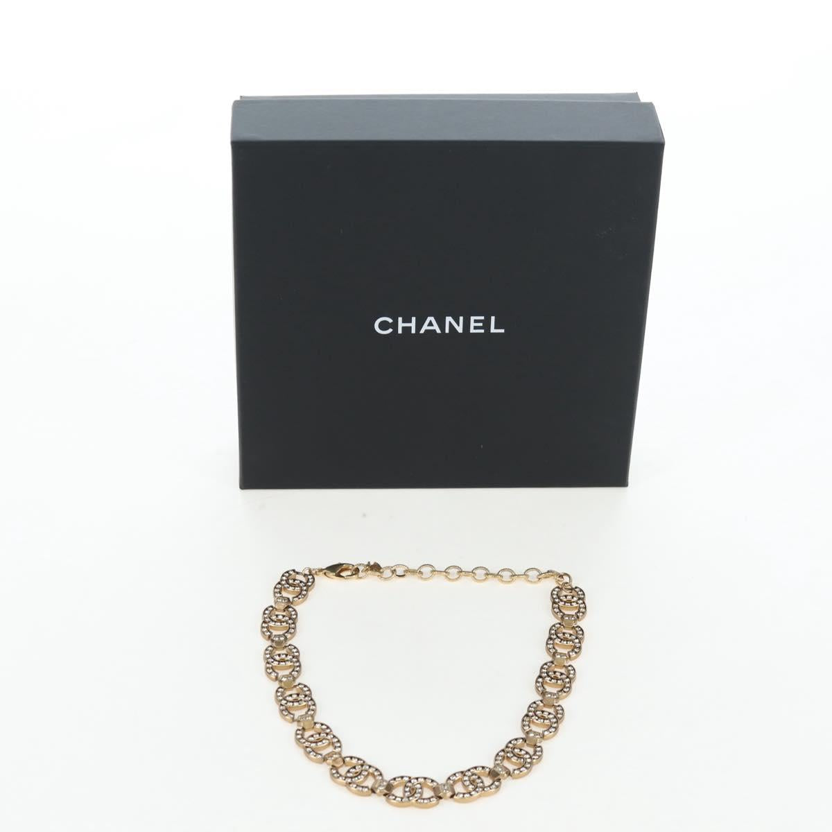 CHANEL Necklace metal Gold CC Auth ki6807M