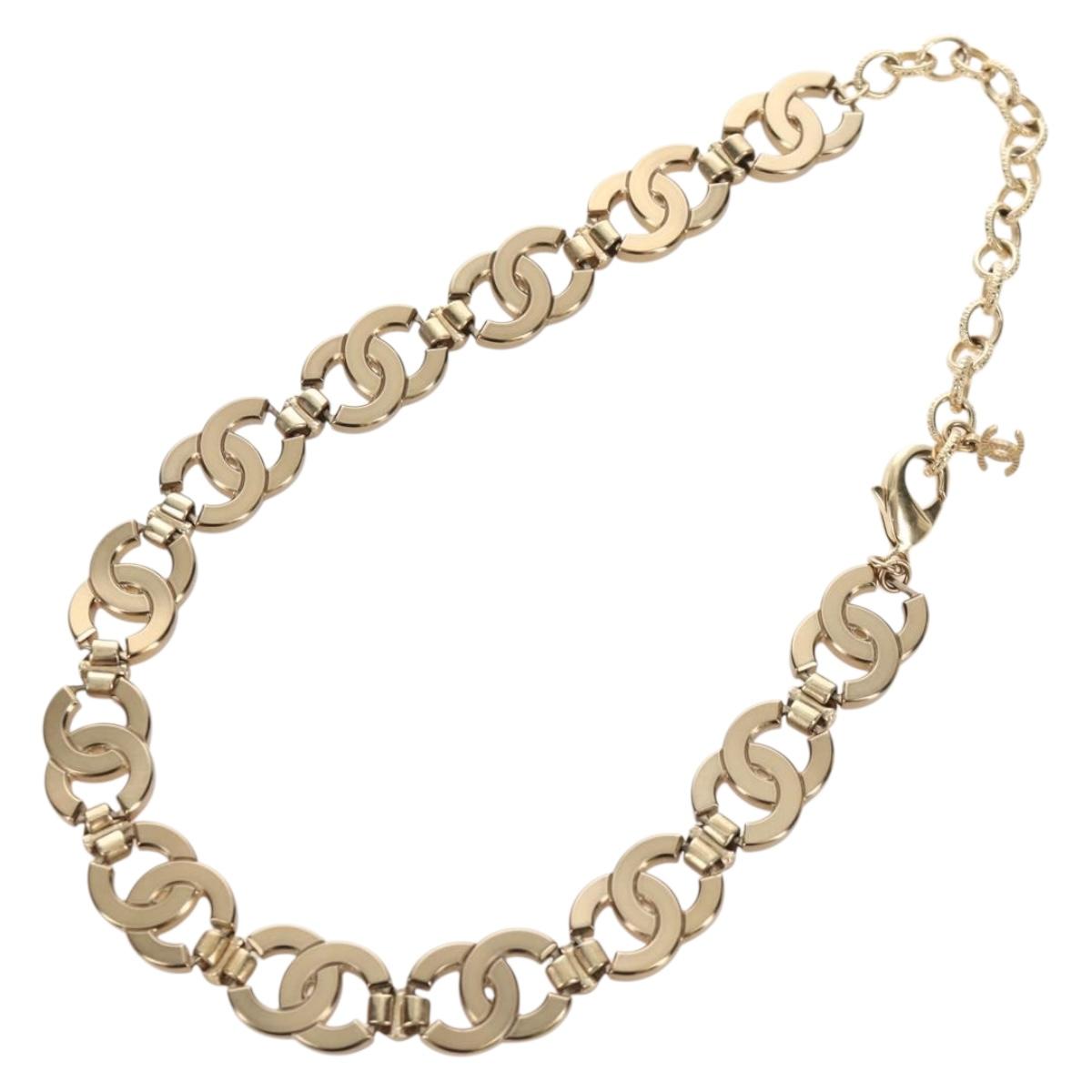 CHANEL Necklace metal Gold CC Auth ki6807M