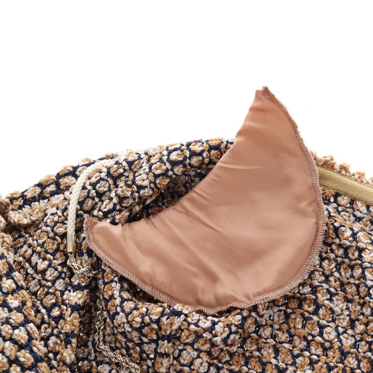CHANEL skirt Jacket Nylon setup Gold CC Auth ki6808M