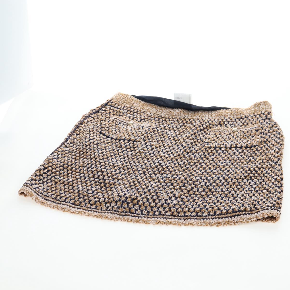 CHANEL skirt Jacket Nylon setup Gold CC Auth ki6808M