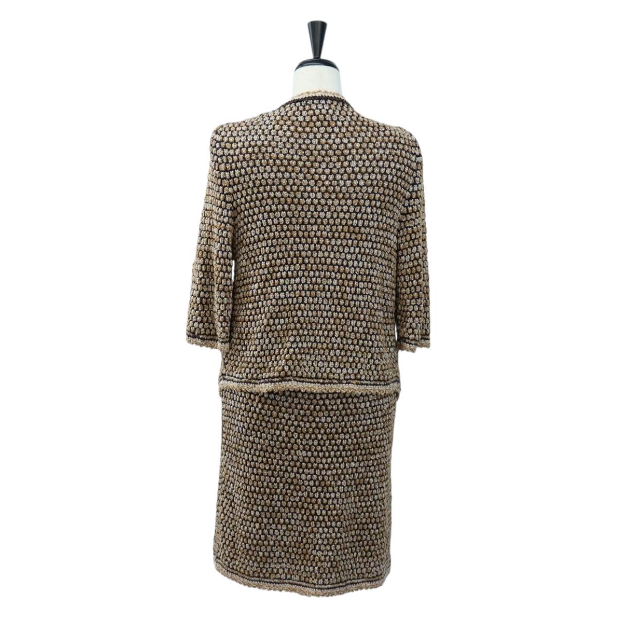CHANEL skirt Jacket Nylon setup Gold CC Auth ki6808M