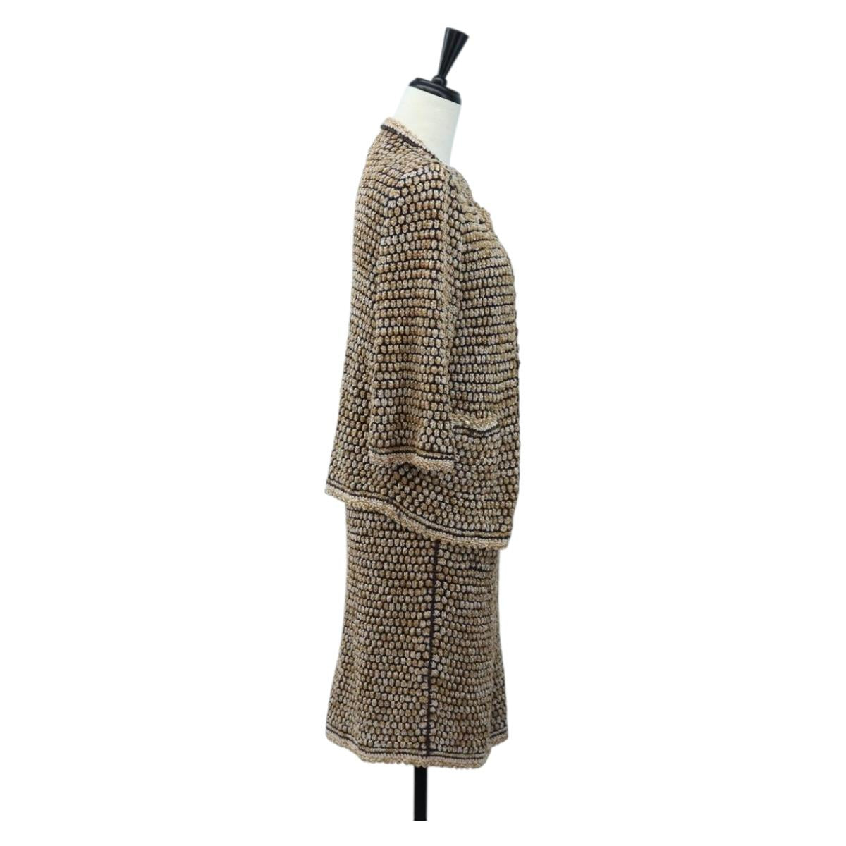 CHANEL skirt Jacket Nylon setup Gold CC Auth ki6808M