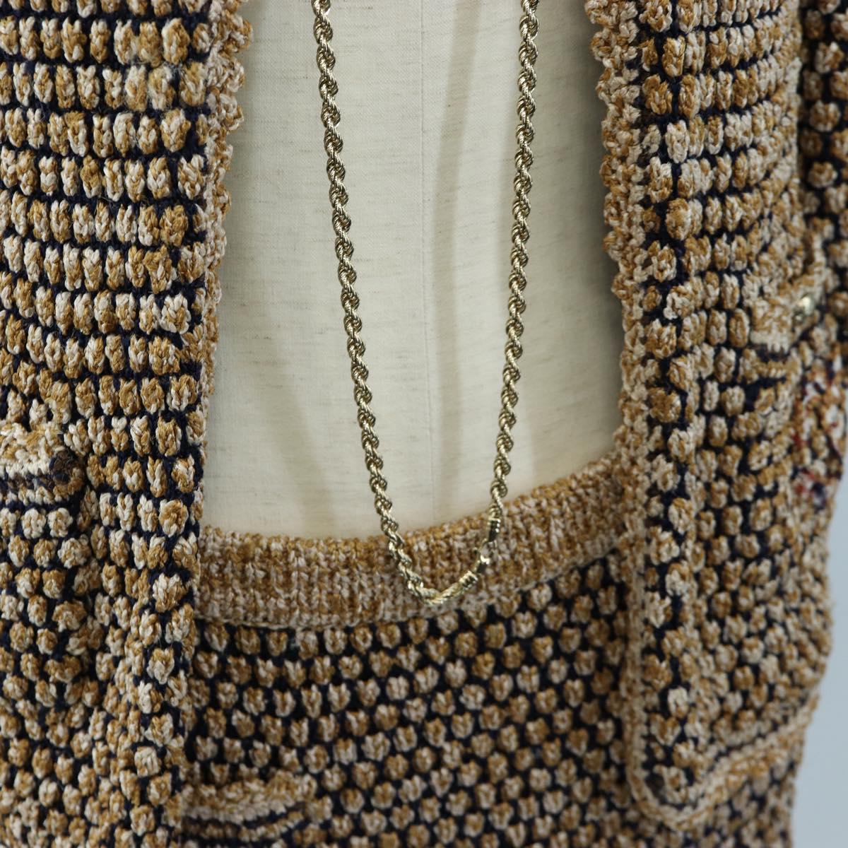 CHANEL skirt Jacket Nylon setup Gold CC Auth ki6808M