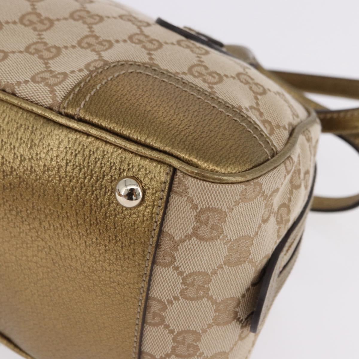 GUCCI GG Canvas Hand Bag Leather Beige Gold 161720 Auth ki6809V