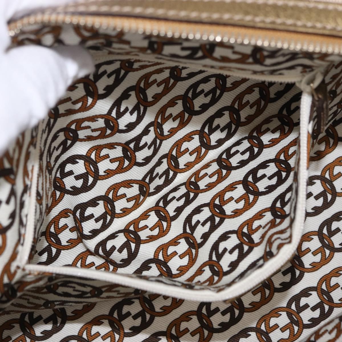 GUCCI GG Canvas Hand Bag Leather Beige Gold 161720 Auth ki6809V
