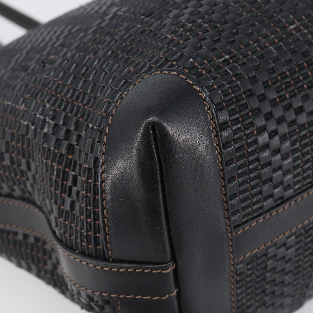FENDI Zucca Canvas Tote Bag Leather Black Auth ki6810