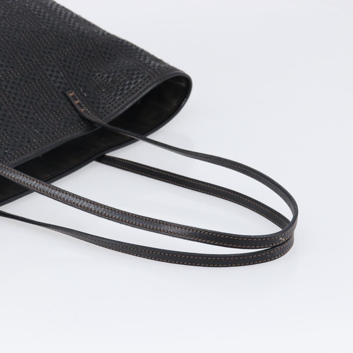 FENDI Zucca Canvas Tote Bag Leather Black Auth ki6810