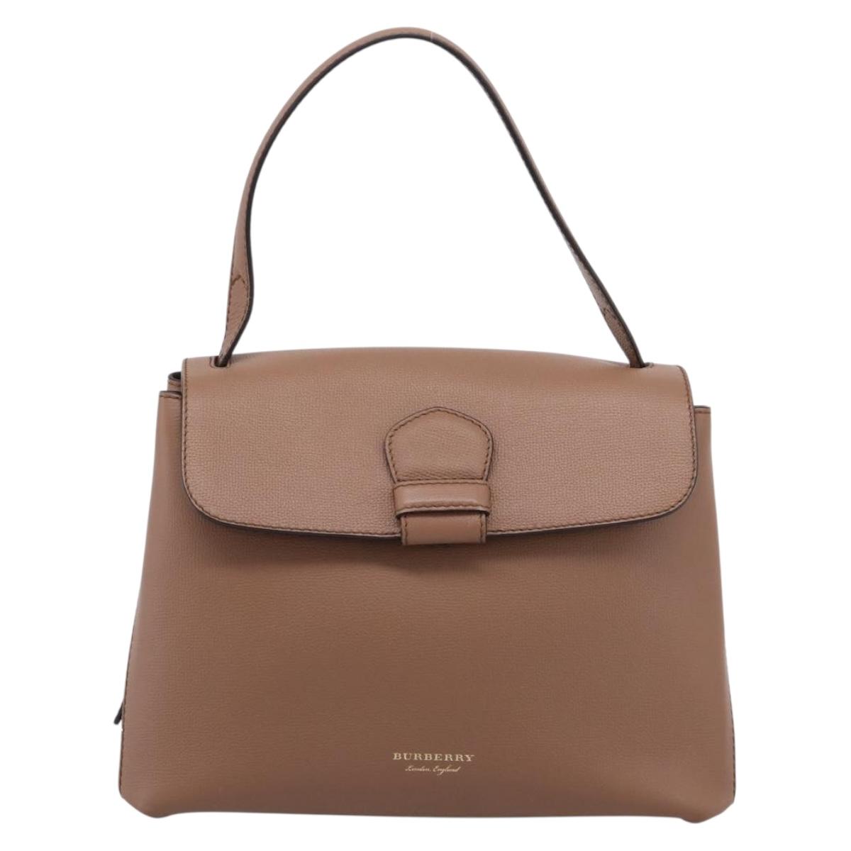 BURBERRY Shoulder Bag Leather Brown Gold Auth ki6811V