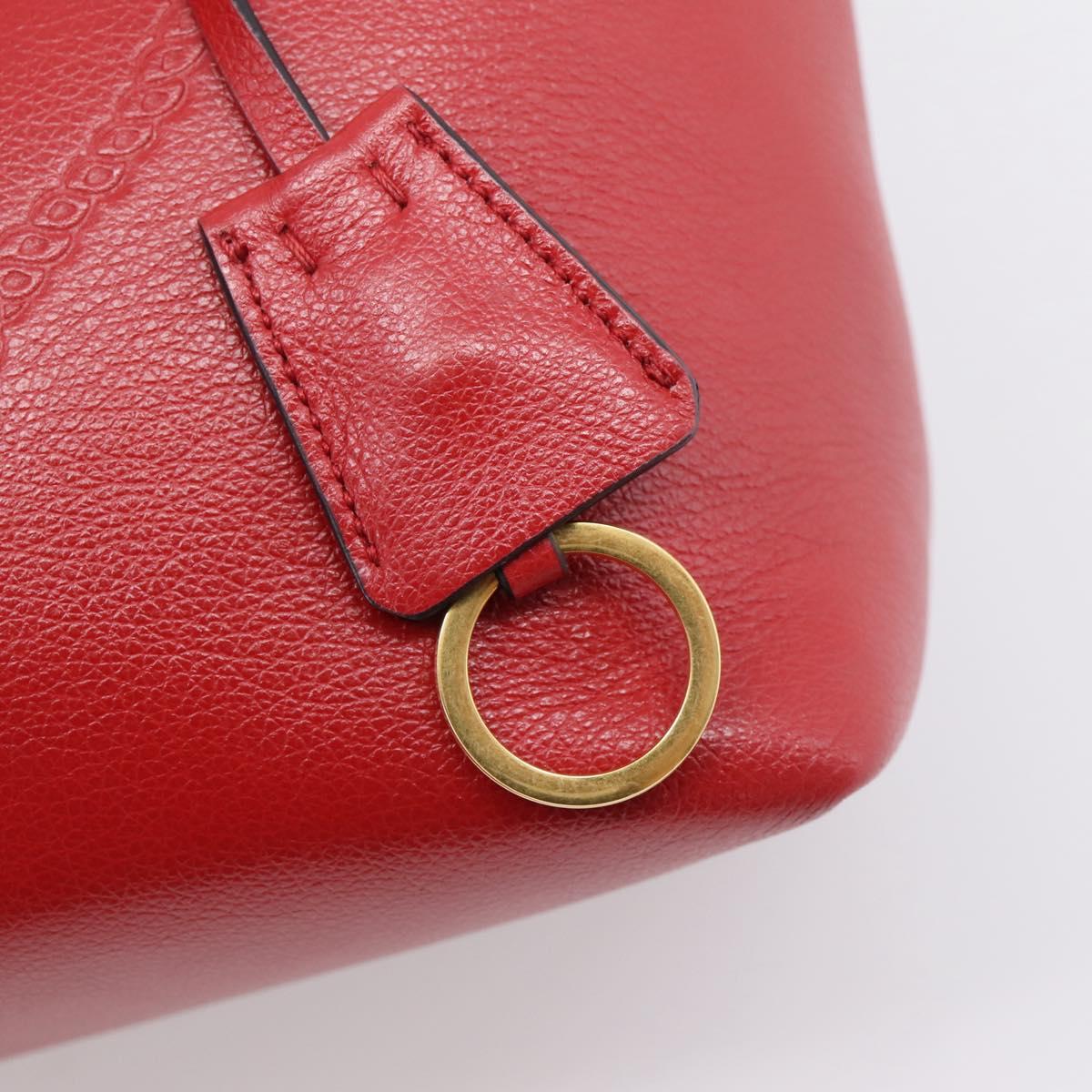 PRADA Hand Bag Leather 2way Red Gold Auth ki6814V