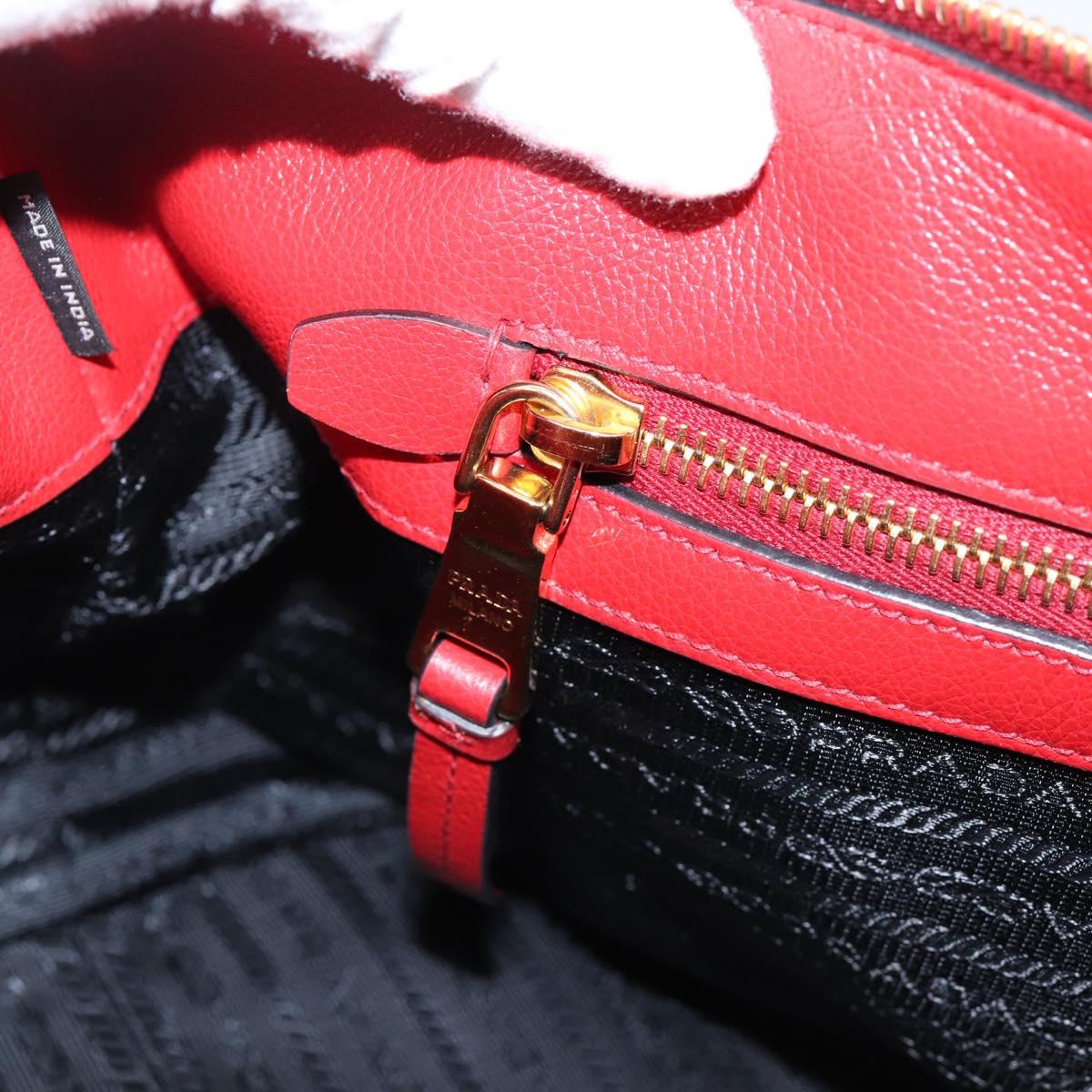 PRADA Hand Bag Leather 2way Red Gold Auth ki6814V