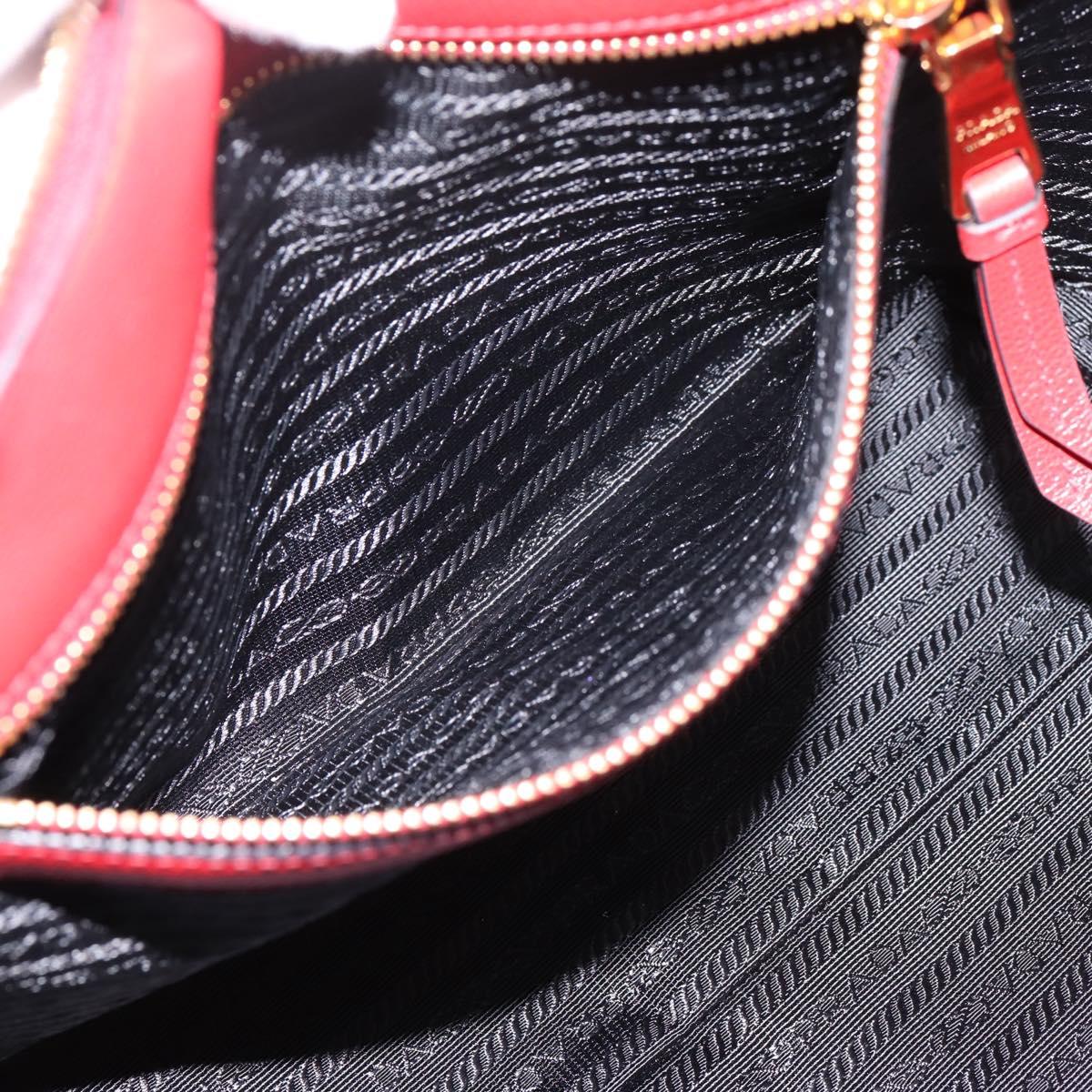 PRADA Hand Bag Leather 2way Red Gold Auth ki6814V