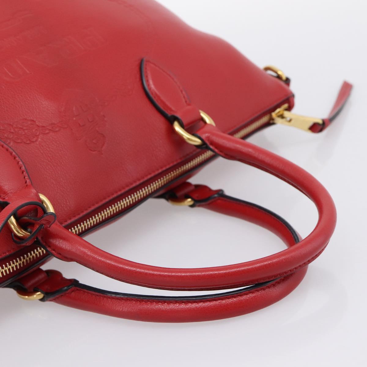 PRADA Hand Bag Leather 2way Red Gold Auth ki6814V