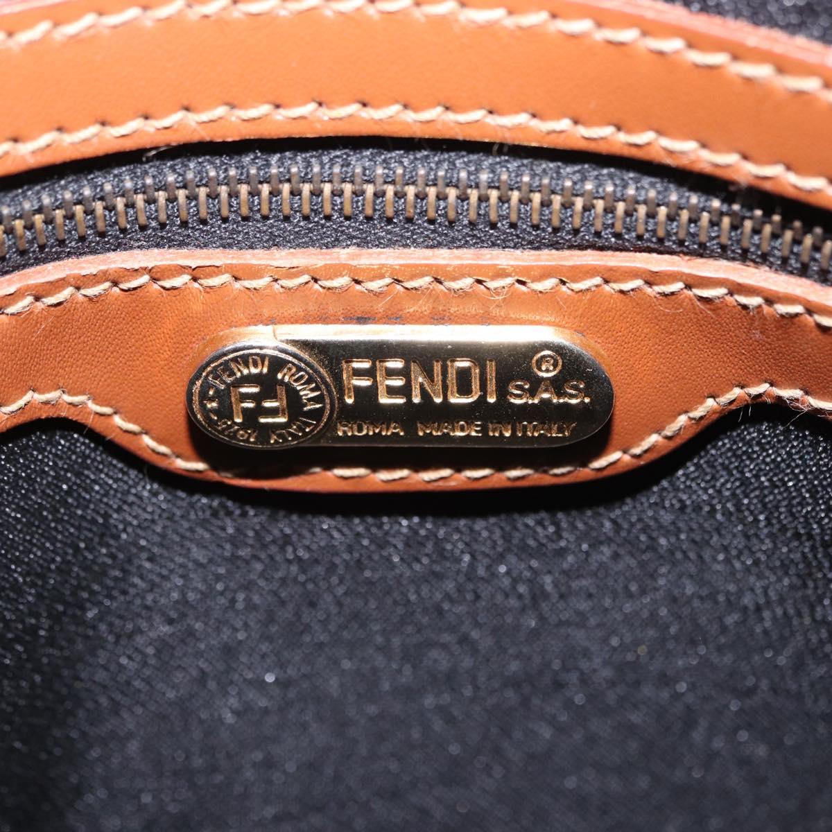 FENDI Pecan Canvas Hand Bag PVC 2way Black Brown Auth ki6816V